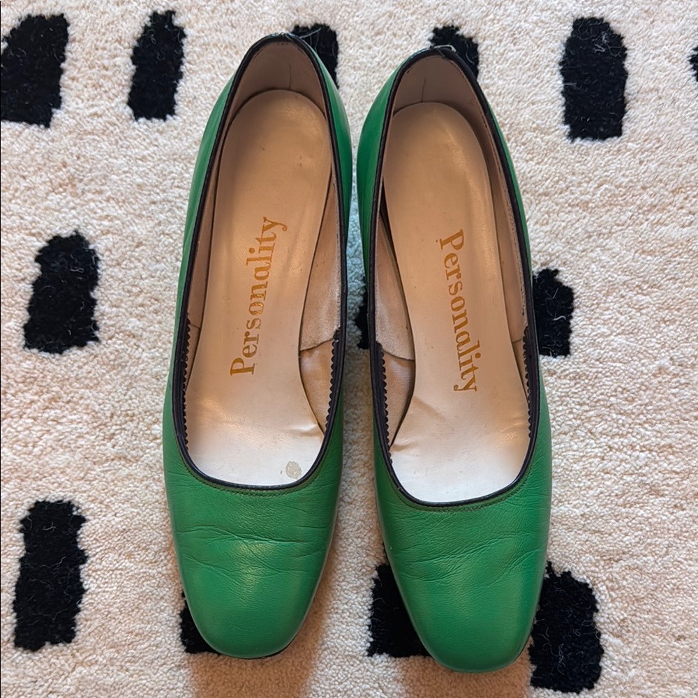 Vintage Green Leather Heels